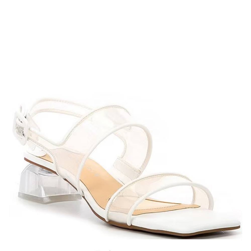 NWT Alex Marie Brooklynn Clear Double Banded Block Heel Sandals Sz 7